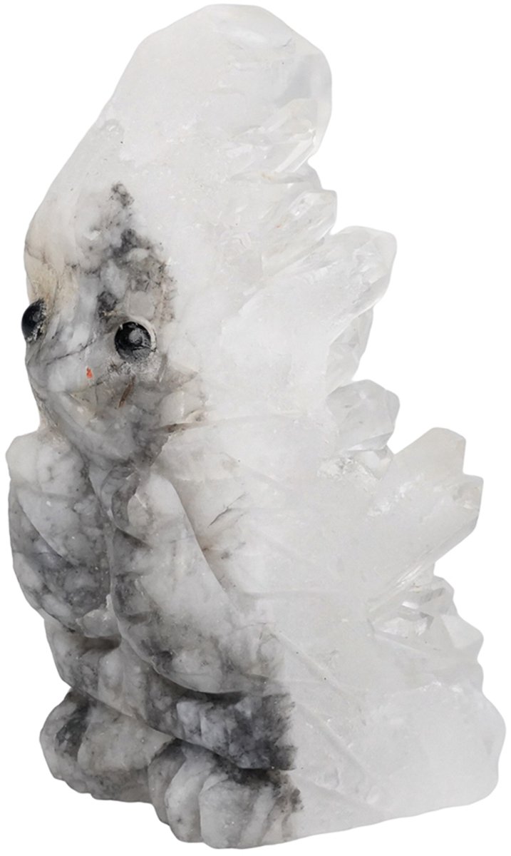 Cavill - Handgemaakt Kwarts Beeldje - 200 ct Witte Kwarts uit Brazilië - Fancy Slijpsel - Decoratief Natuursteen voor Thuis en Kantoor
