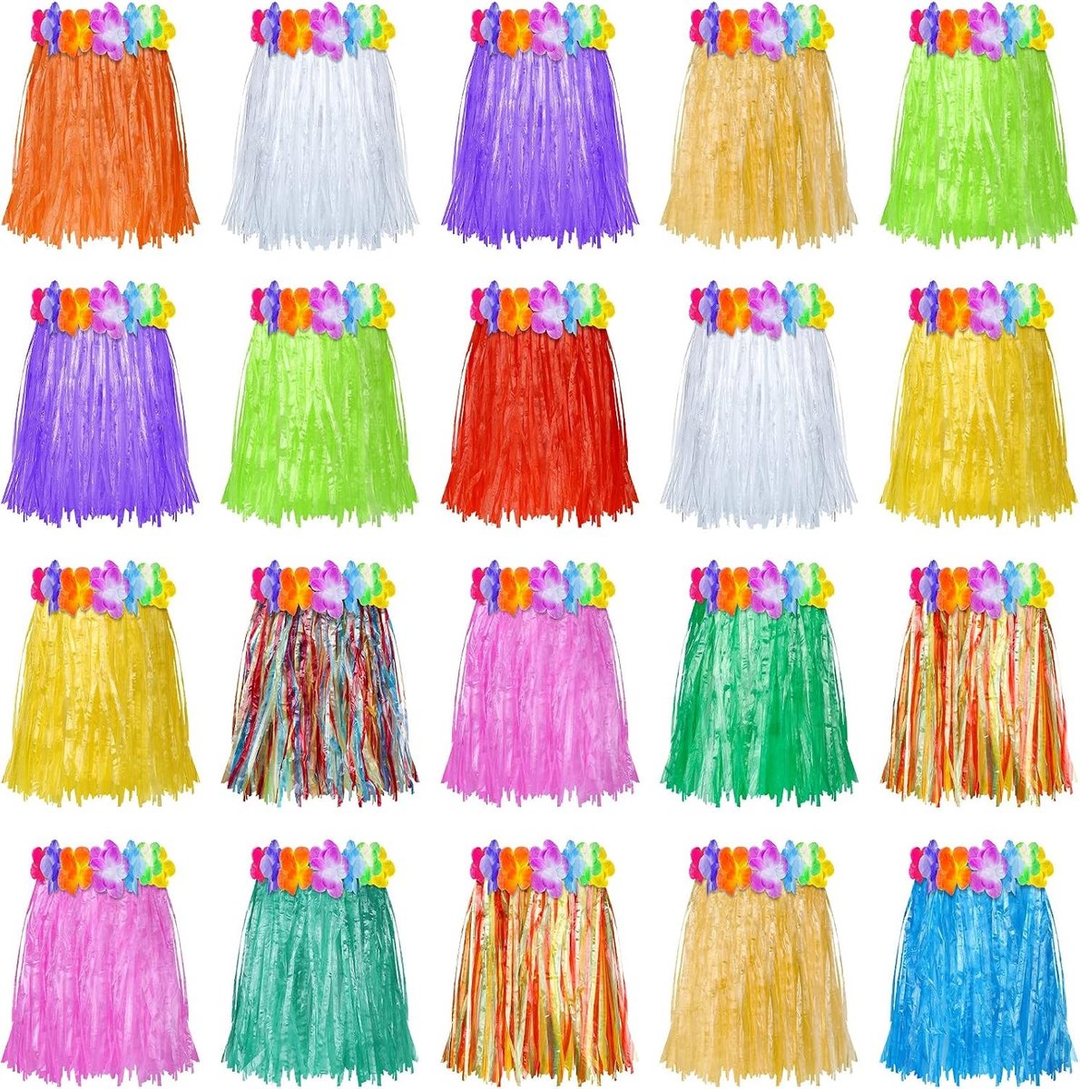 20 Stuks Hawaïaanse Rokjes voor Kinderen - Luau Hula Grasrokjes voor Feestjes, Verjaardagen en Zomerevenementen - 30 cm Lang