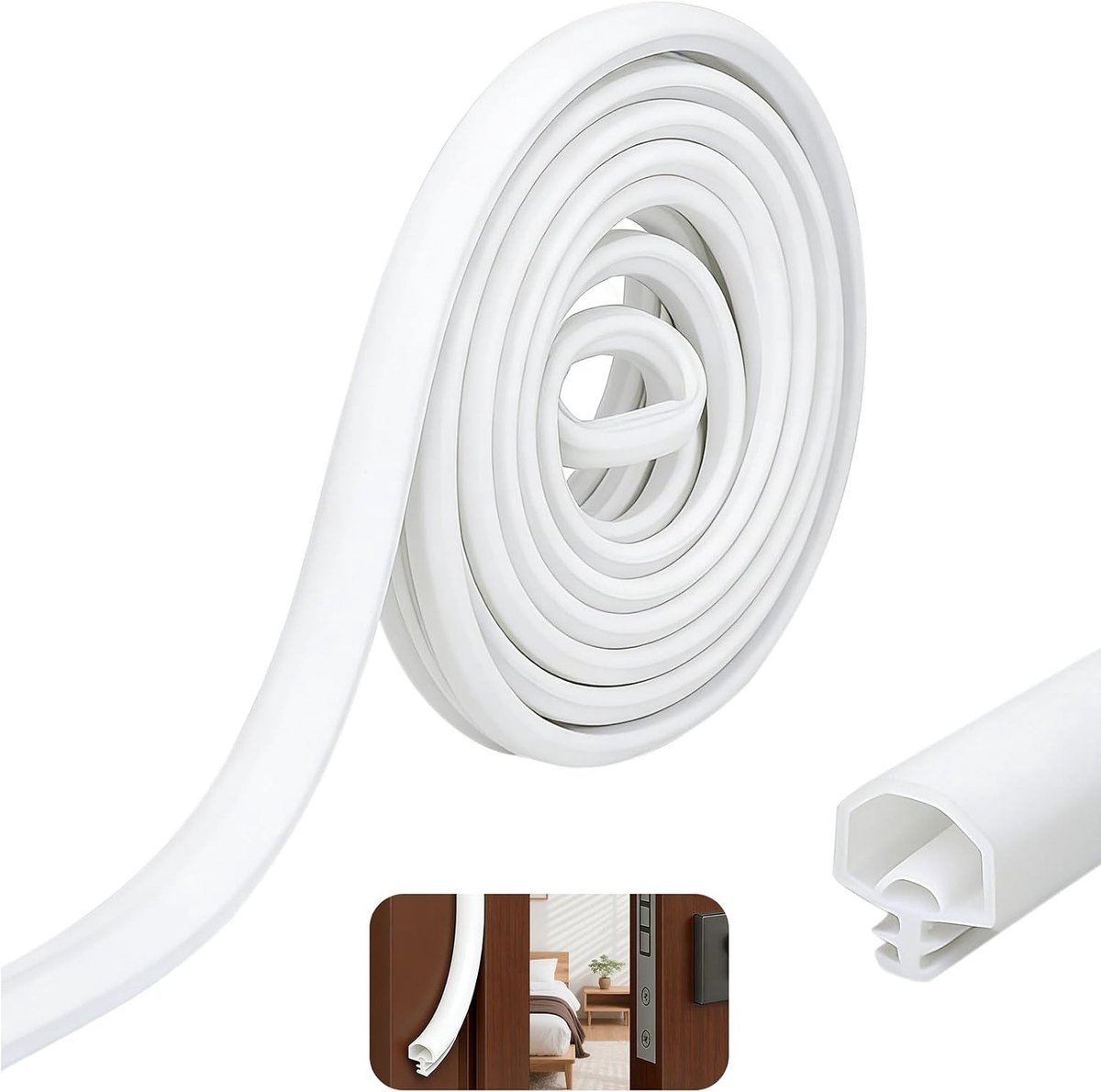 Binnendeurafdichting 10M, TPE-afdichting voor houten kozijnen, Geluidsisolatie en Tochtwering, Profielafdichting met Afdichtingsrubber voor Groefbreedte 3-3,6 mm