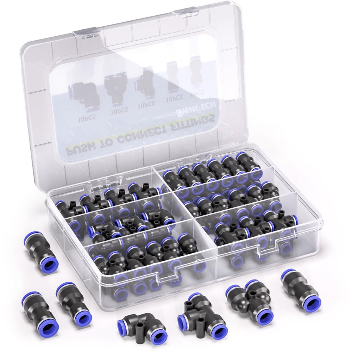 Pneumatische Quick-Push-in-verbindingskit 46-delig - 4 mm luchtslangen - recht/hoek/T-splitter - ShopVlot