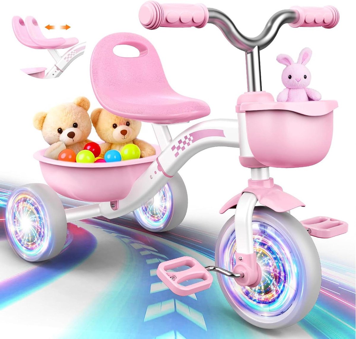 Kinderdriewieler Loopfiets Buiten spelen Lichtgewicht aluminium 43 cm Roze