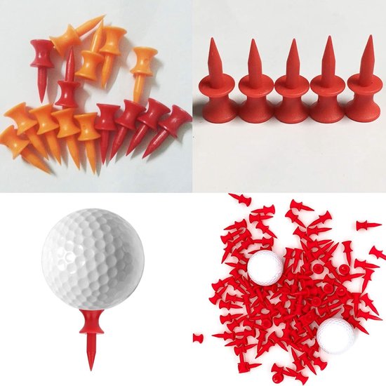 Golf Tees 31mm in Rood - Schokbestendige Plastic Tees voor Professionele Golfspelers - 100 Stuks Accessoires voor op de Golfbaan — afbeelding 4