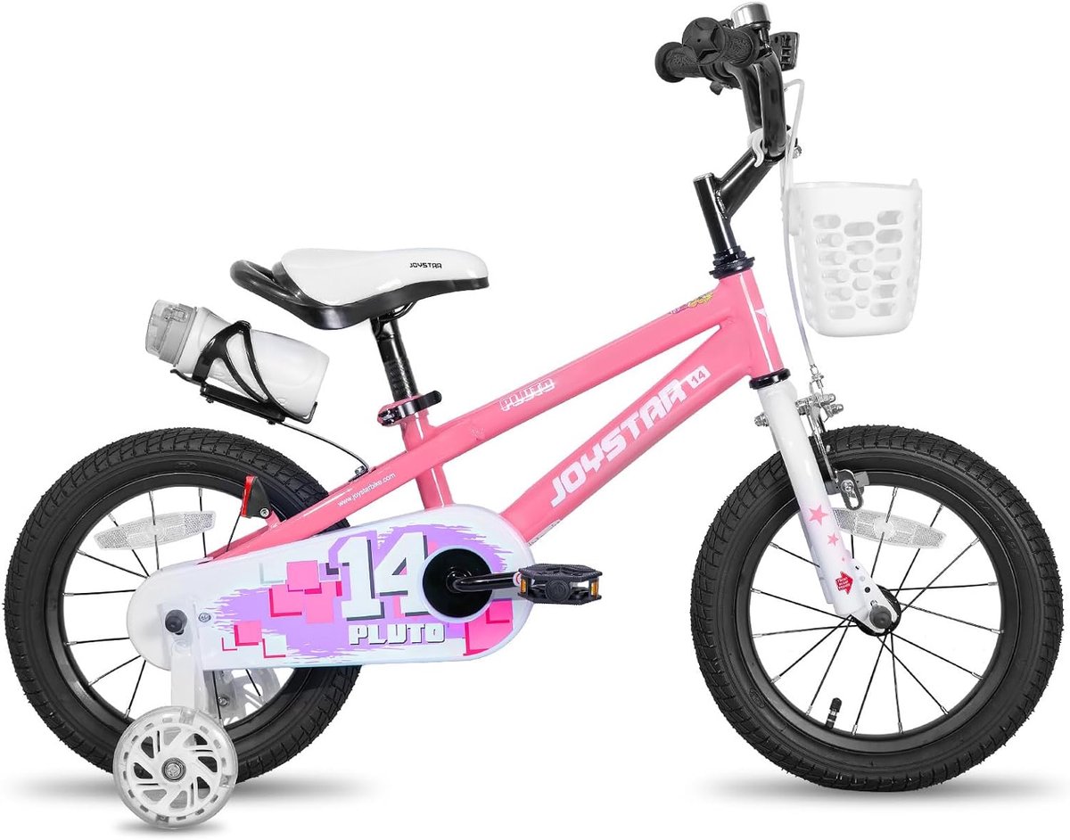 JOYSTAR Pluto 14 inch kinderfiets voor 3-5 jaar en s. 14 inch kinderfiets met stabilisator en d.roze