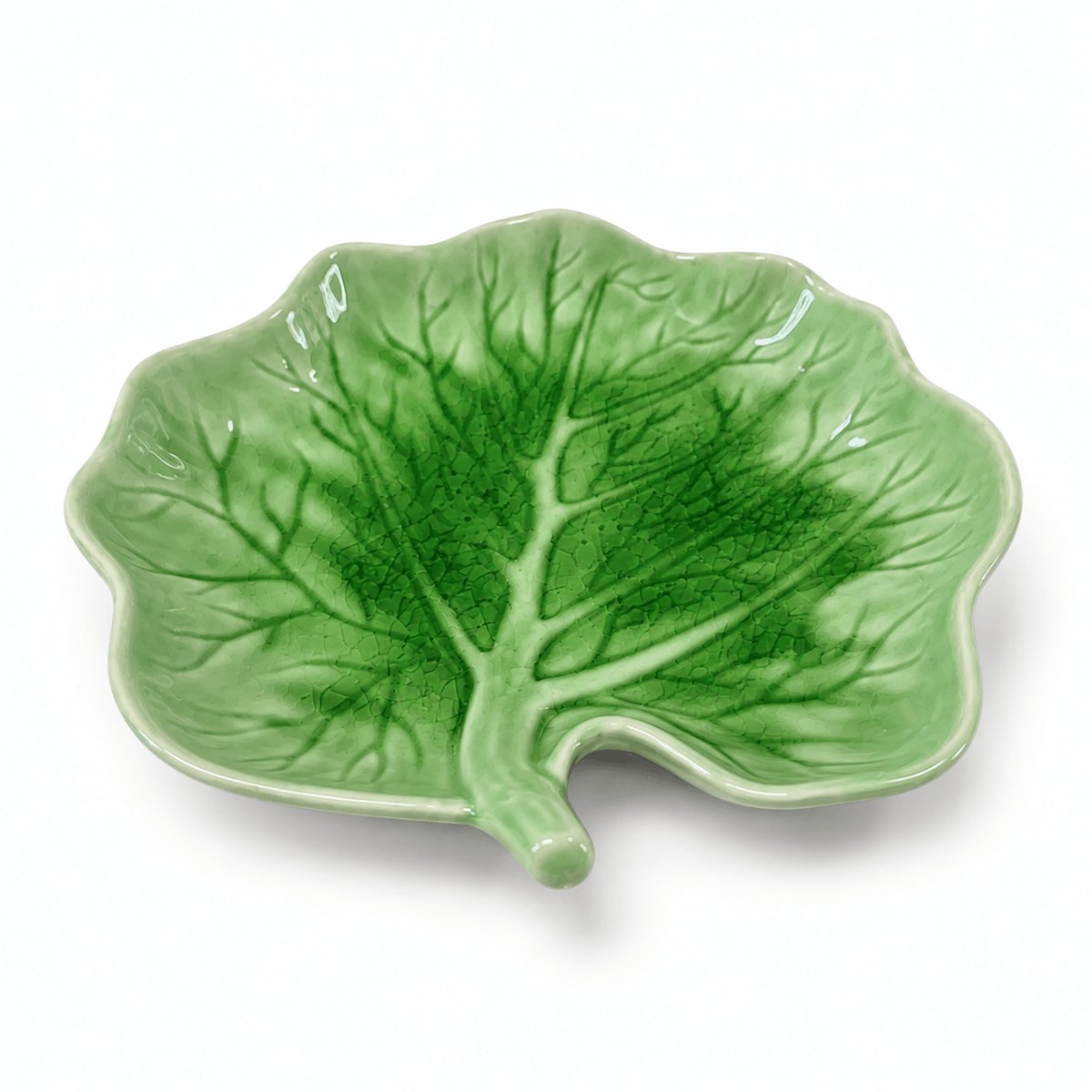 Groen Bladvormig Serveerbord – Keramiek – 23,5 x 22 cm – Decoratief Blad Bord – Serveerschaal – Botanisch Servies
