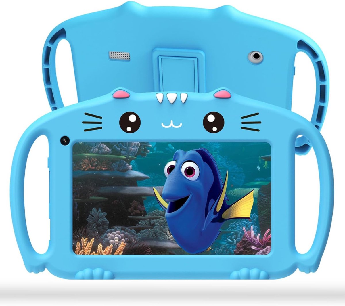 QUOVO® Kindertablet Vanaf 3 Jaar - Ouderlijk Toezicht – Android - Compleet Pakket - Kids Tablet - Beschermhoes – Voor Kinderen - Blauw