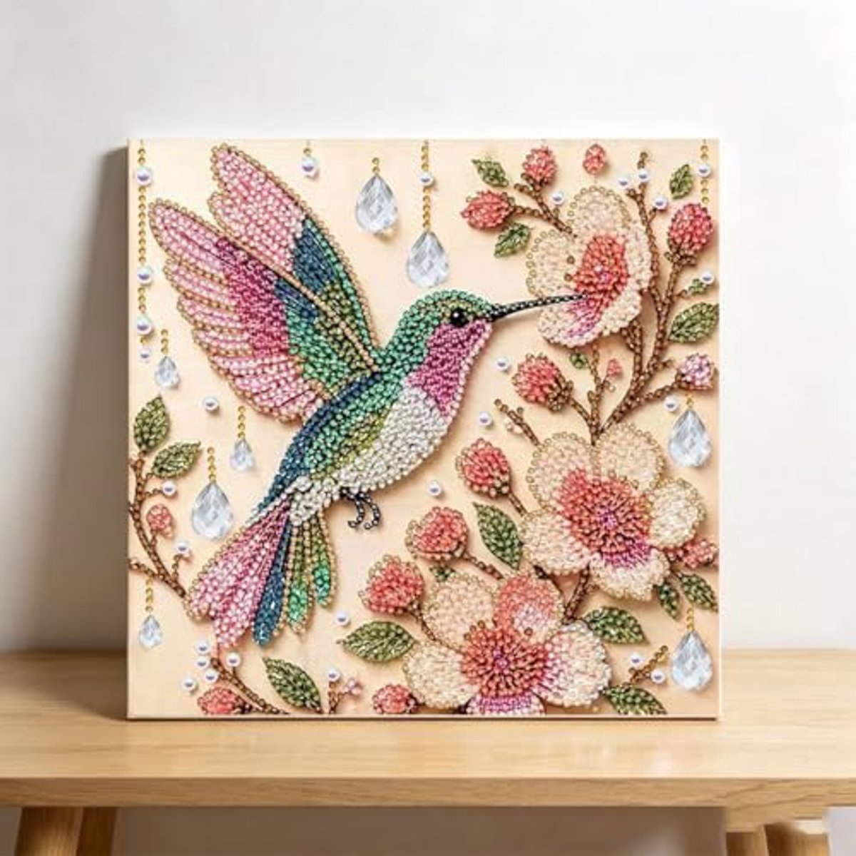 Vogels Series Diamond painting set – Kolibrie 3D diamantschilderij - Thema bloemen en vogels – knutselpakket voor volwassenen en beginners - 25x25cm