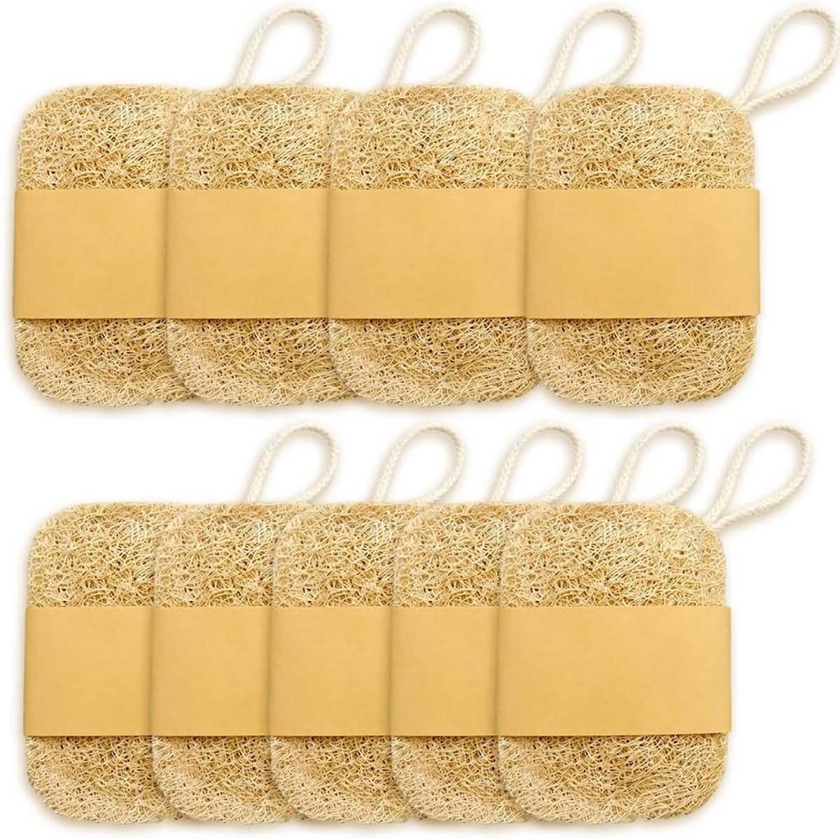 Set van 9 natuurlijke luchtfassponzen en zeepbak voor douche, badkamer en keuken, ideaal voor schoonmaken en hygiëne (7 × 10 cm)