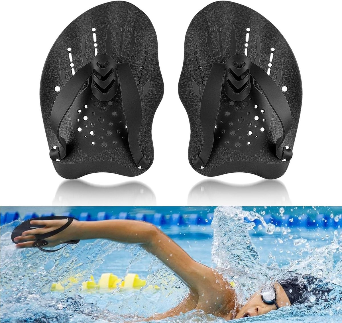 Handpaddles voor Zwemmen met Verstelbare Band, Silicone Peddels voor Volwassenen, Verbeter je Zwemtechniek en Kracht