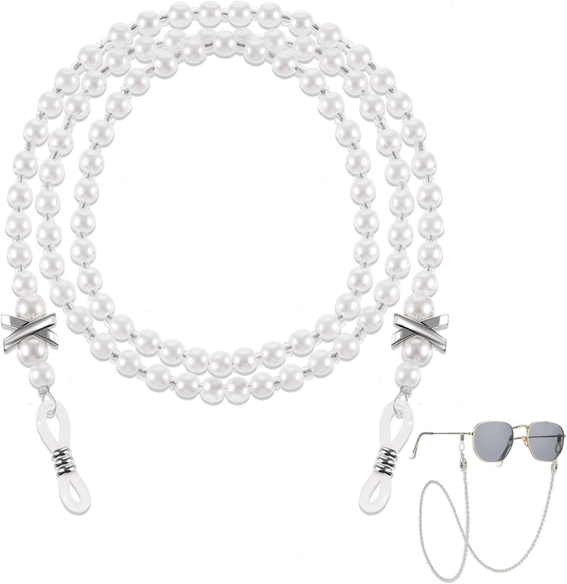 Glazen ketting voor dames en meisjes, antislip en valbestendig, ideaal voor zonnebrillen, mondkapjes en als sieradenhanger