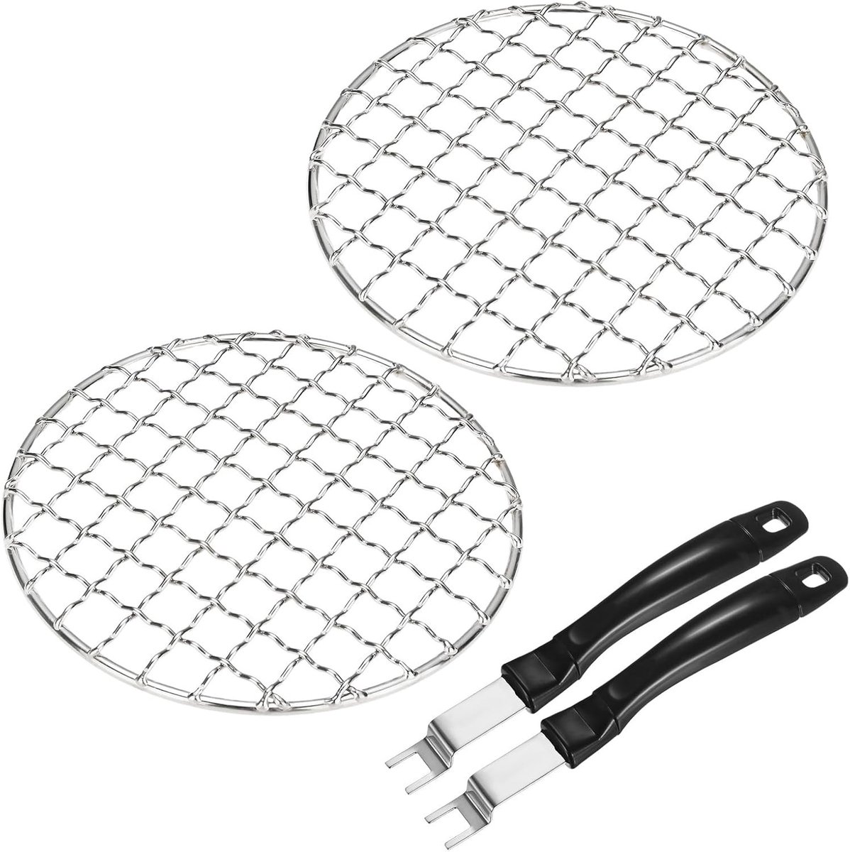 4-Pack Ronde Koelrekken van 13 cm, Roestvrijstalen Bakrekken met Grill Grijper voor Grillen, Koken en Stomen, Ideaal voor Bakken en Koelen