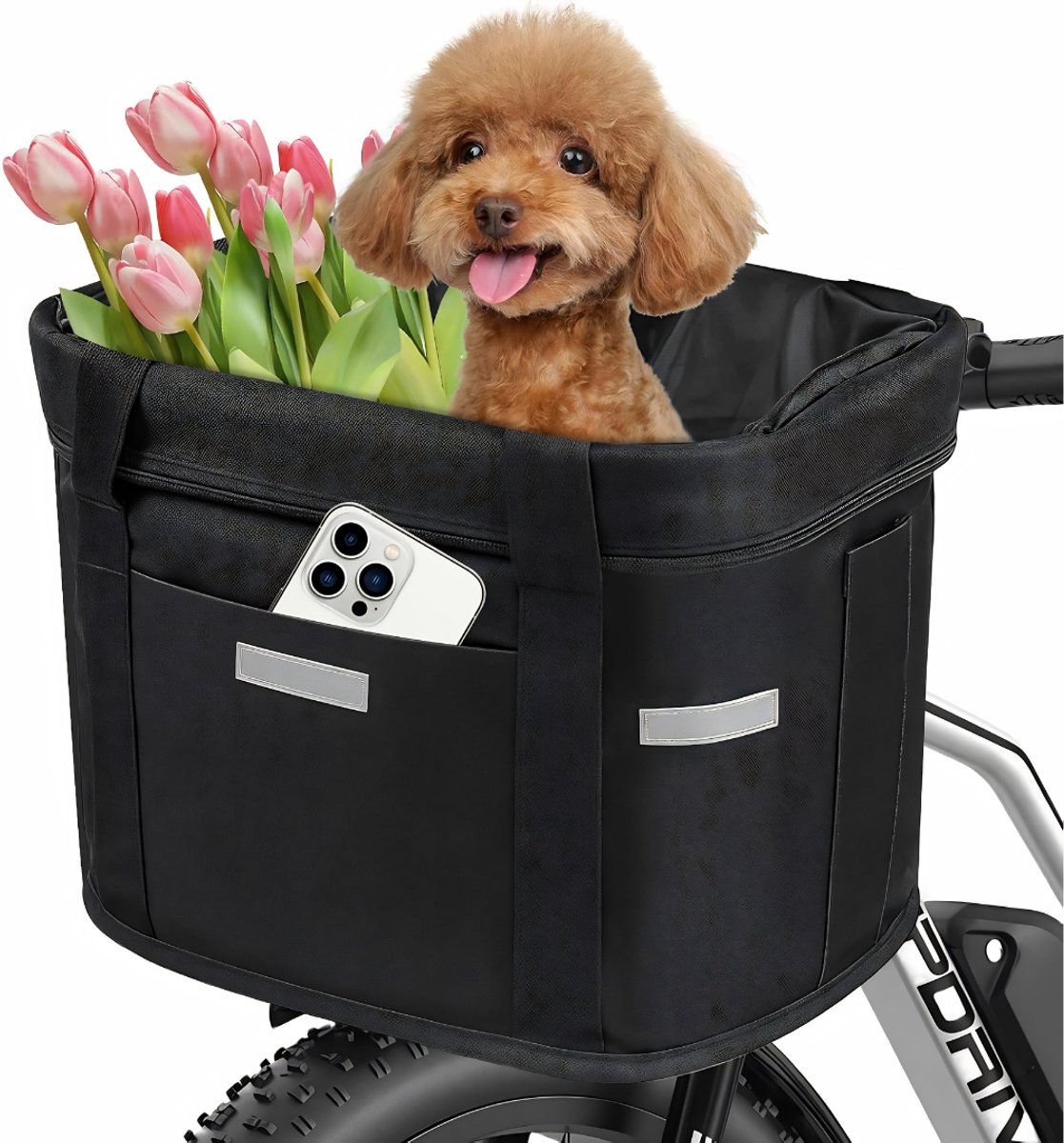 Lìon® Fietsmand - Hondenfietsmand Achterop - Hondenfietsmand - Zwart - 25cm x 22cm x 25cm