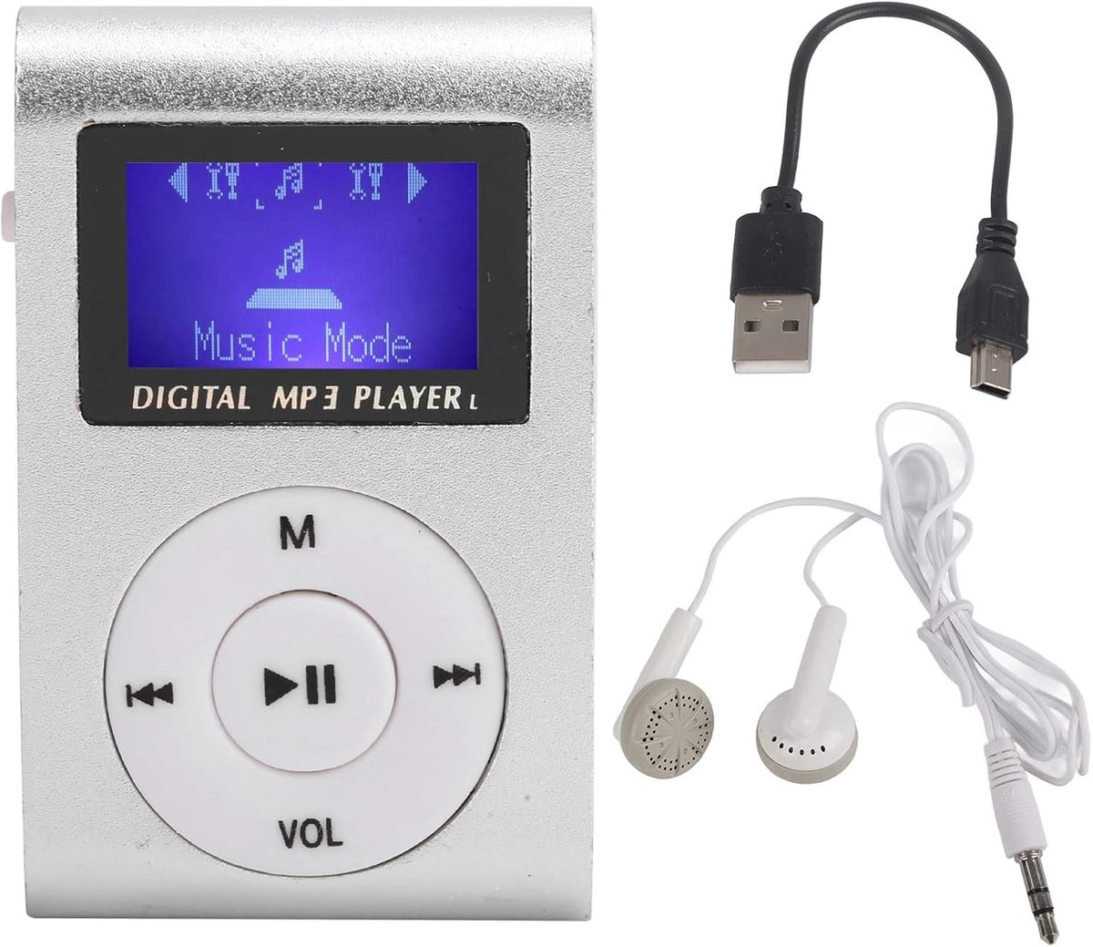 Compacte 32GB MP3 Speler met Mini LCD Scherm, Achterclip en Ondersteuning voor 3.5mm Audio en TF Kaart, Ideaal voor Sport en Reizen