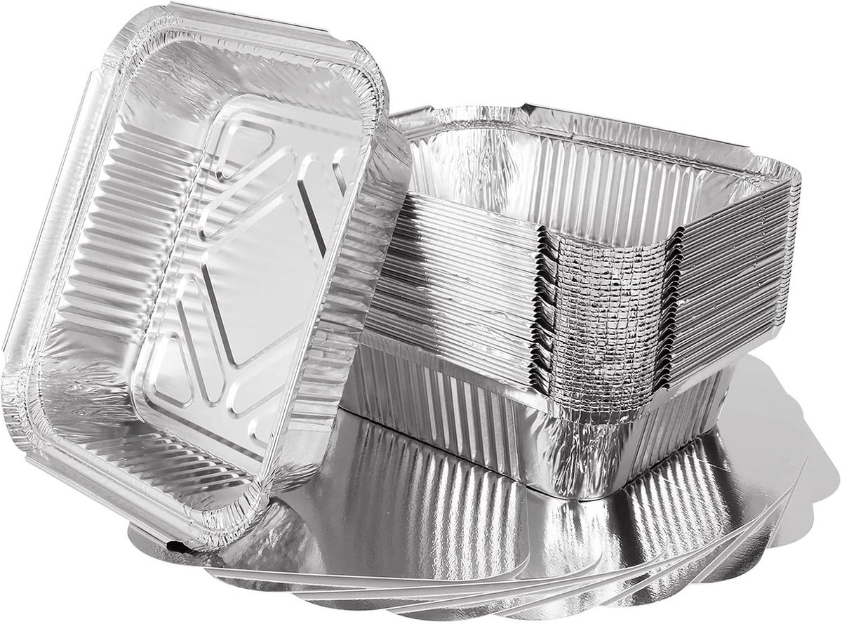 Pack van 125 Aluminium Grill Dishes met Deksel - 600 ml Wegwerp Grillkommen voor Koken, Grillen en Invriezen