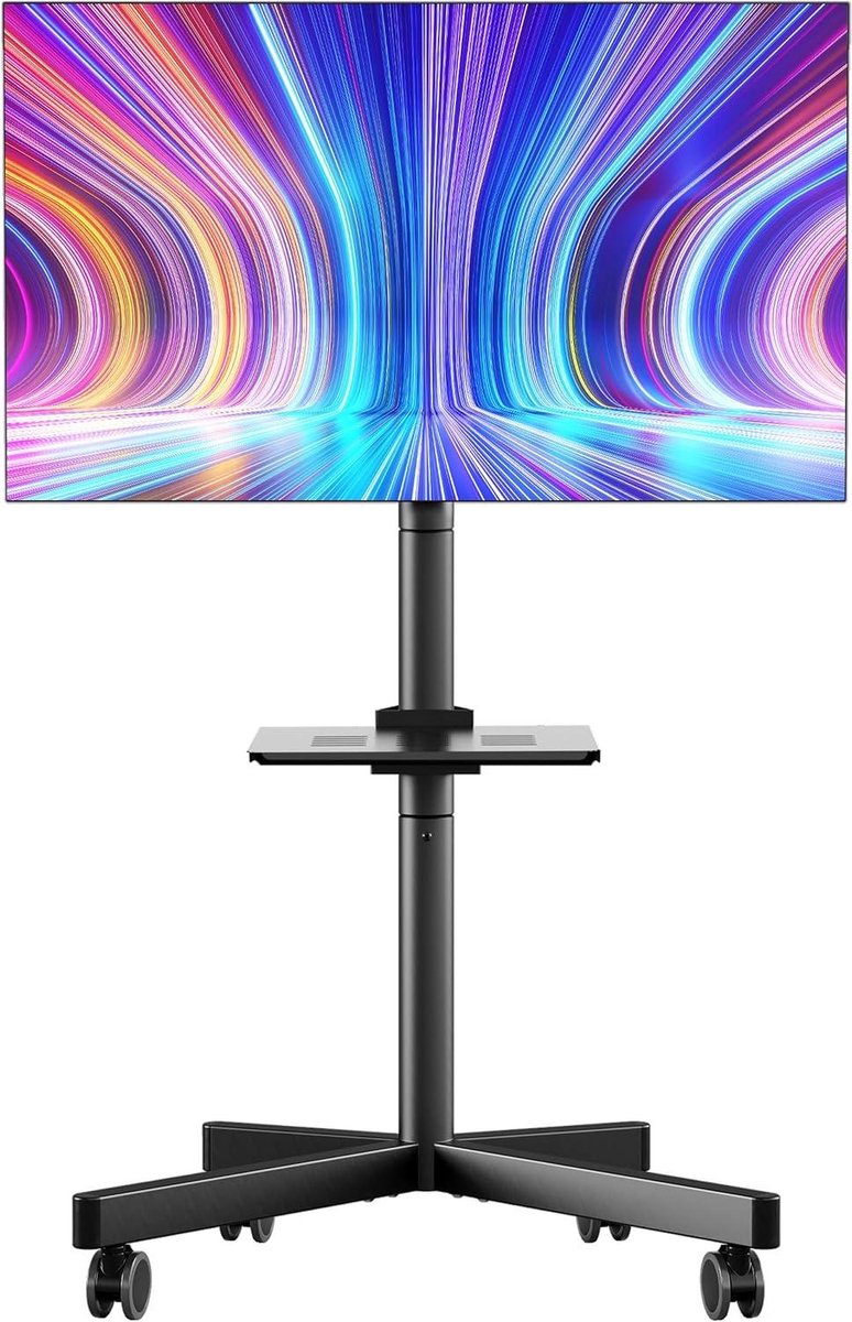 Verrijdbare TV Standaard - TV Voet Wielen - Flexibel TV Kijken - Verstelbare Hoogte - 23-60 inch - Zwart