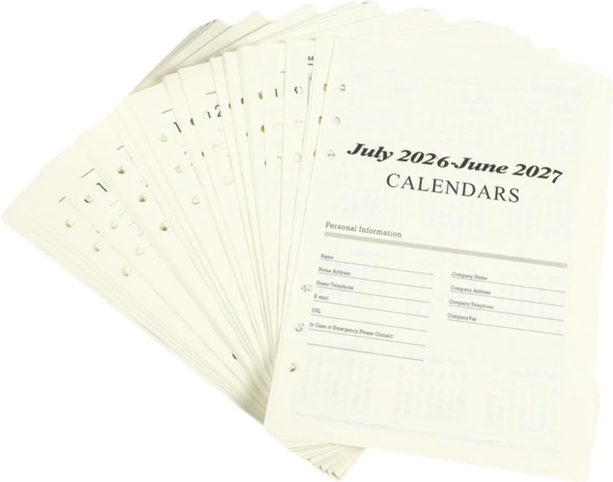 A5 Weekplanner Navullingen met 176 Lijnen - 6 Gaten, Ideaal voor Notitieboek, Schetsen en Schilderen