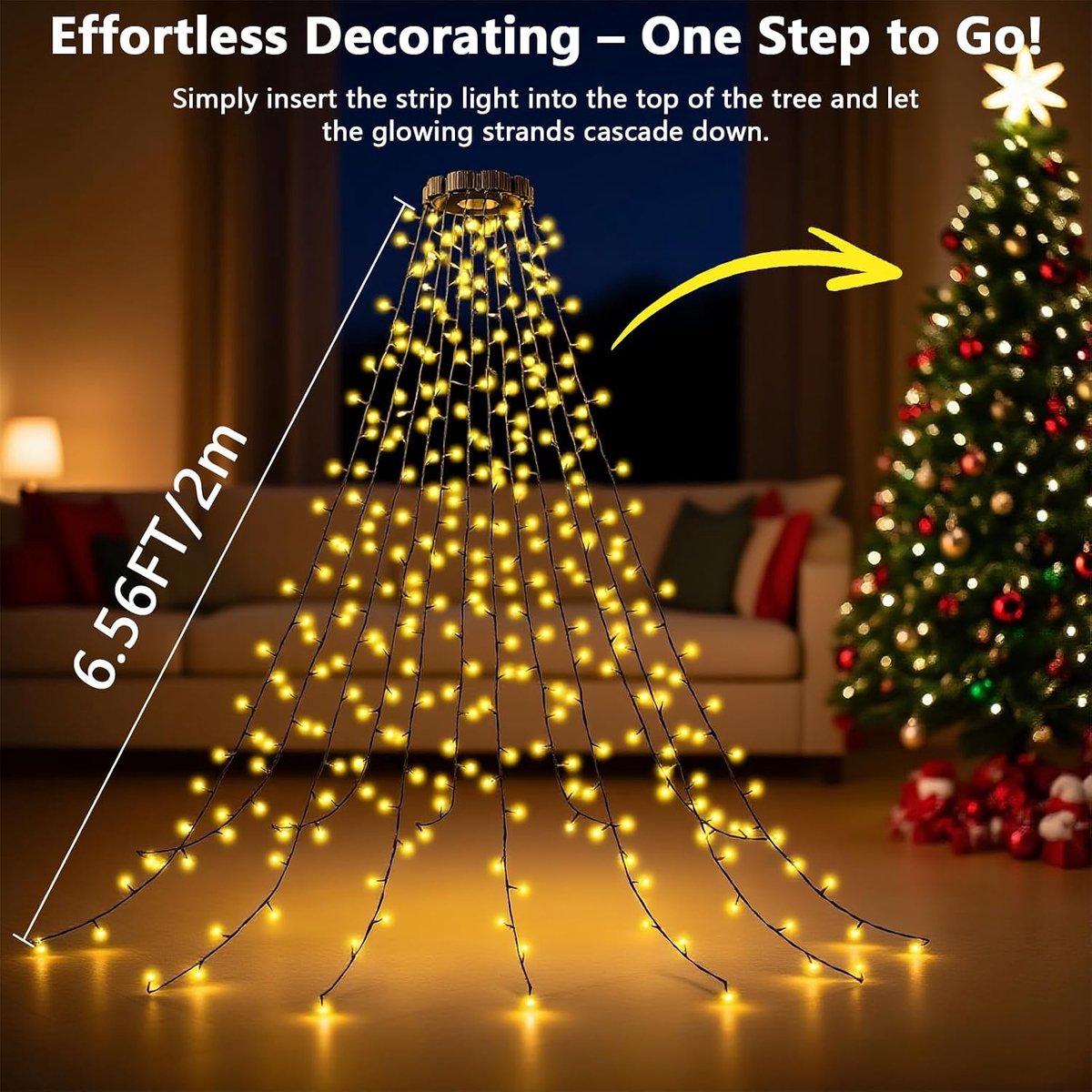 Outdoor Fairy Lights 2 m 300 LEDs Warm White 8 Modes Long LED Fairy Lights for Christmas Tree Wedding Easter Garden - ShopVlot