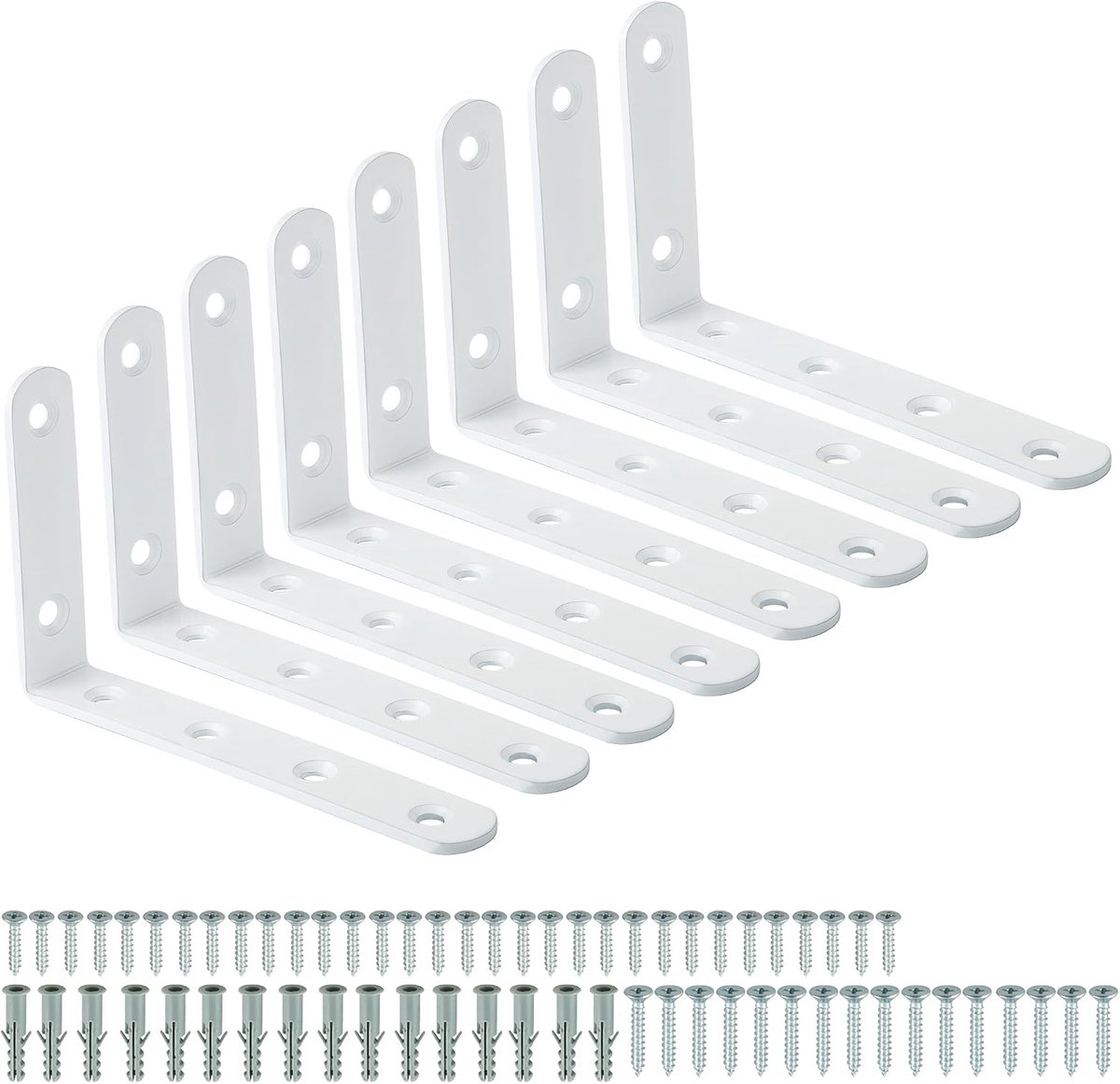 Mooche 8PCS Corner Brace Shelf Bracket Wall Support Bracket in Right Angle Heavy Duty Wall Hanging Support Shelf - ShopVlot