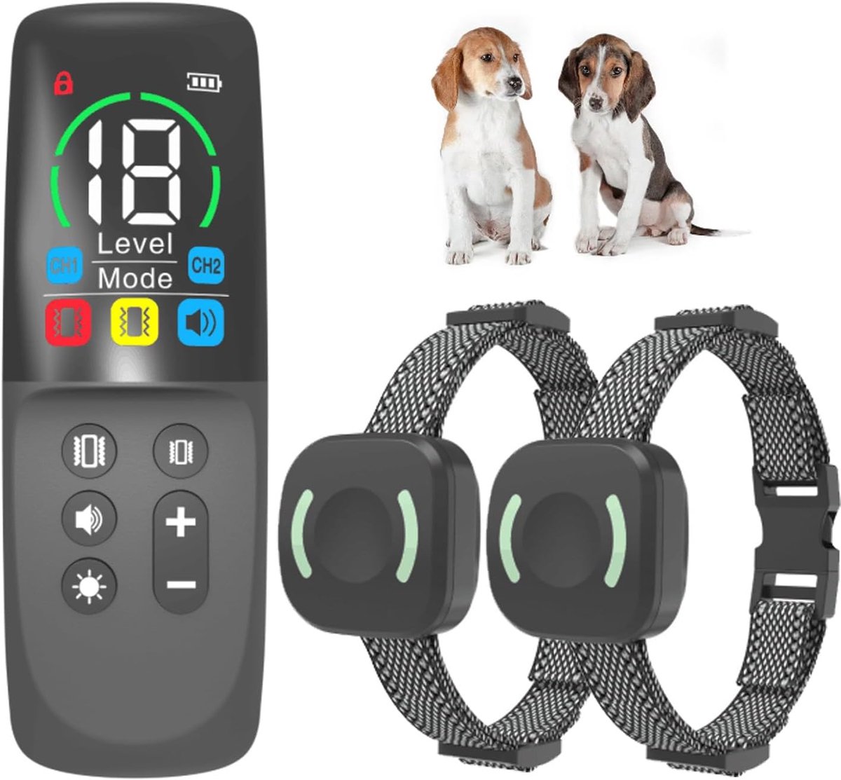 Training Collar for Dogs with Remote Control, Vibrating Collar, Rechargeable LED Light, Sound, Vibration, Strong - ShopVlot