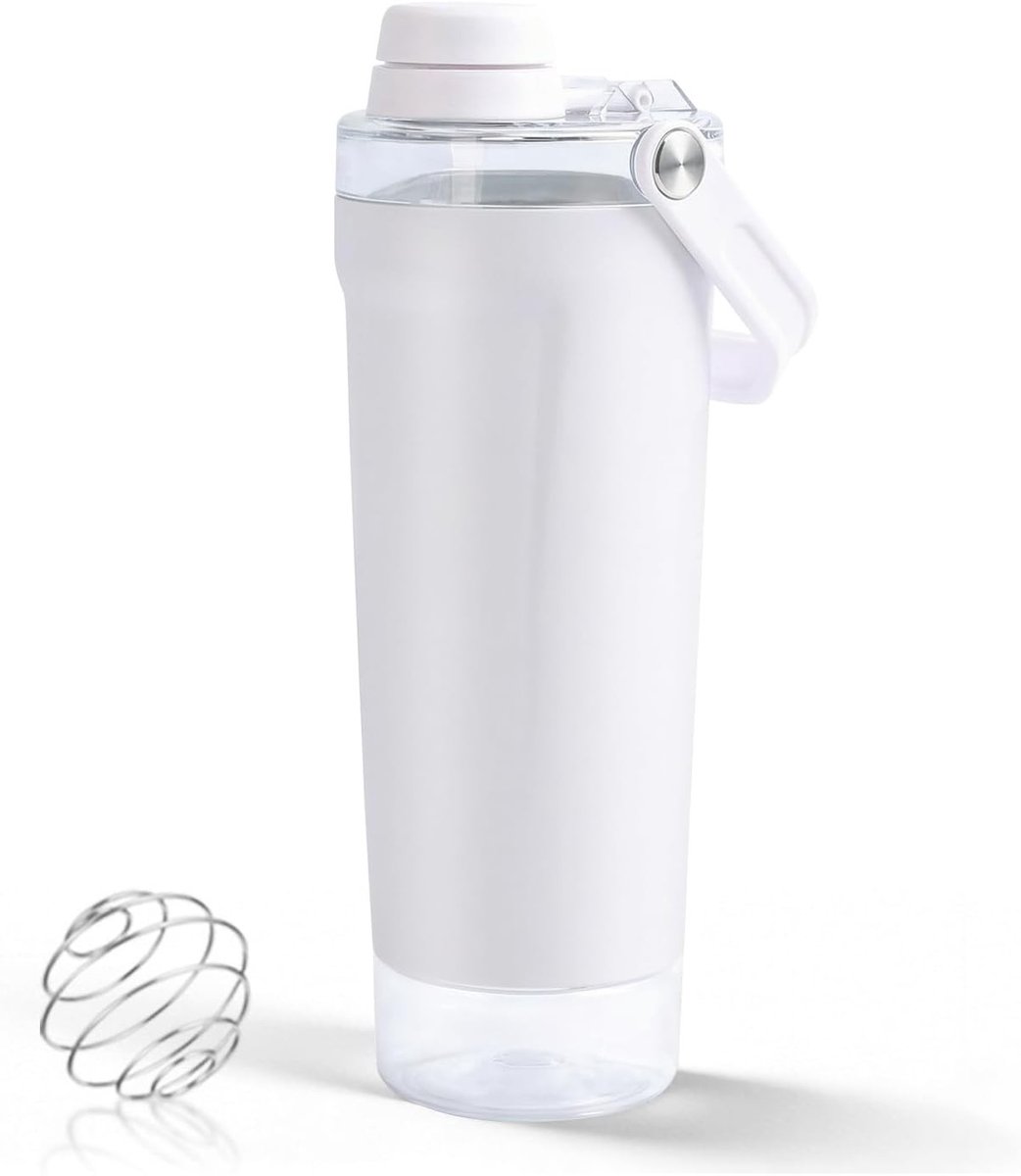 Eiwitshaker - Wit - 500 ml - Roestvrij Staal met Poedervak - Voor Fitness en Actieve Levensstijl