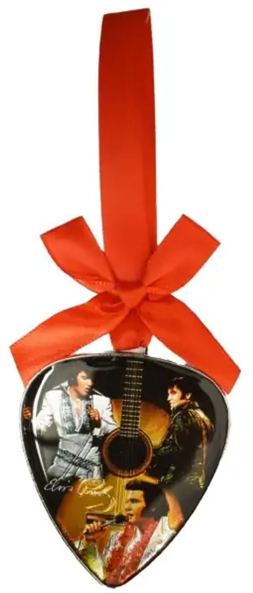 Elvis Presley Ornament – Guitar Pick met Rood Lint