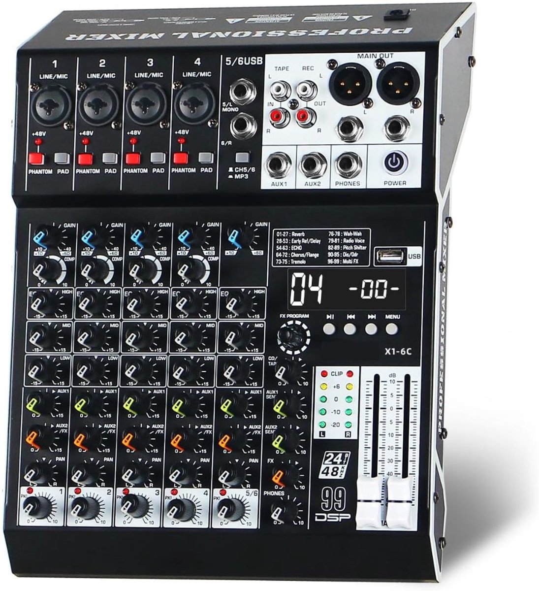 CRLYN® Audiomixer - DJ Mengpaneel - Muziek Maken -Zwart
