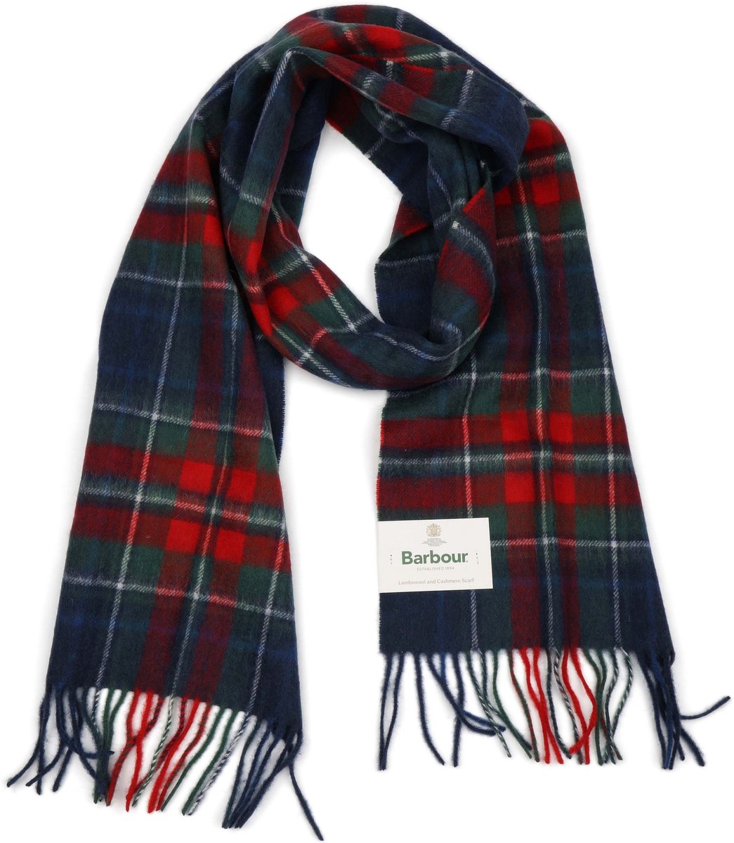 Barbour Sjaal Tartan Wool Cashmere Navy - Maat - Heren
