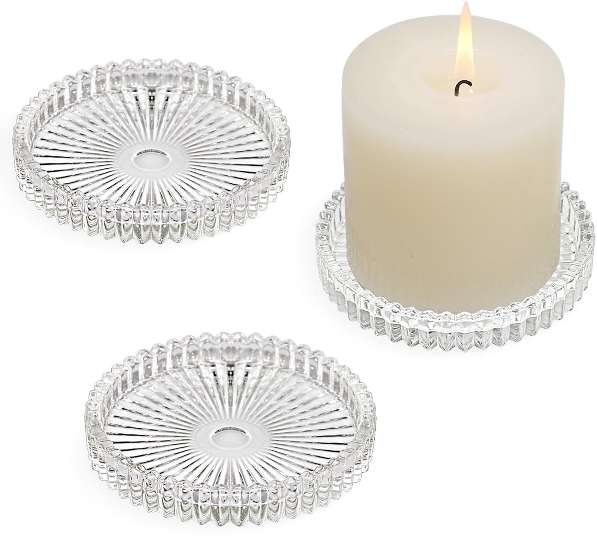 Kaarsenhouders voor Stumpenkerzen - Glas - Set van 3 - Perfect voor sfeervolle tafeldecoratie - ShopVlot