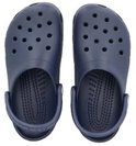 Paire de sabots Crocs bleu marine, vue de dessus, avec trous de ventilation.