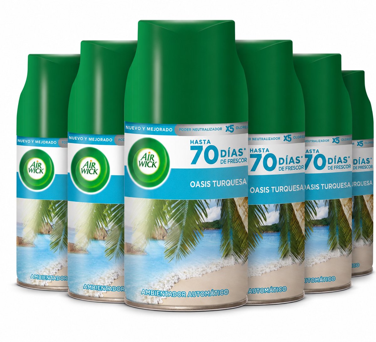 Air Wick Oasis Turquesa Luchtverfrisser Navulling – 6 x 250 ml – Tot 70 Dagen Frisheid