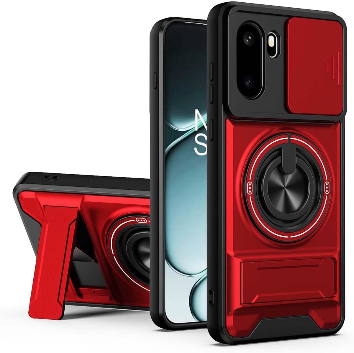 SnelShoppen - BORYA Magnetische Beschermcase voor One Plus 15R, Schuifcamera Cover, Militaire Bescherming, Schokbestendige Telefoonhoes met 360° Draai