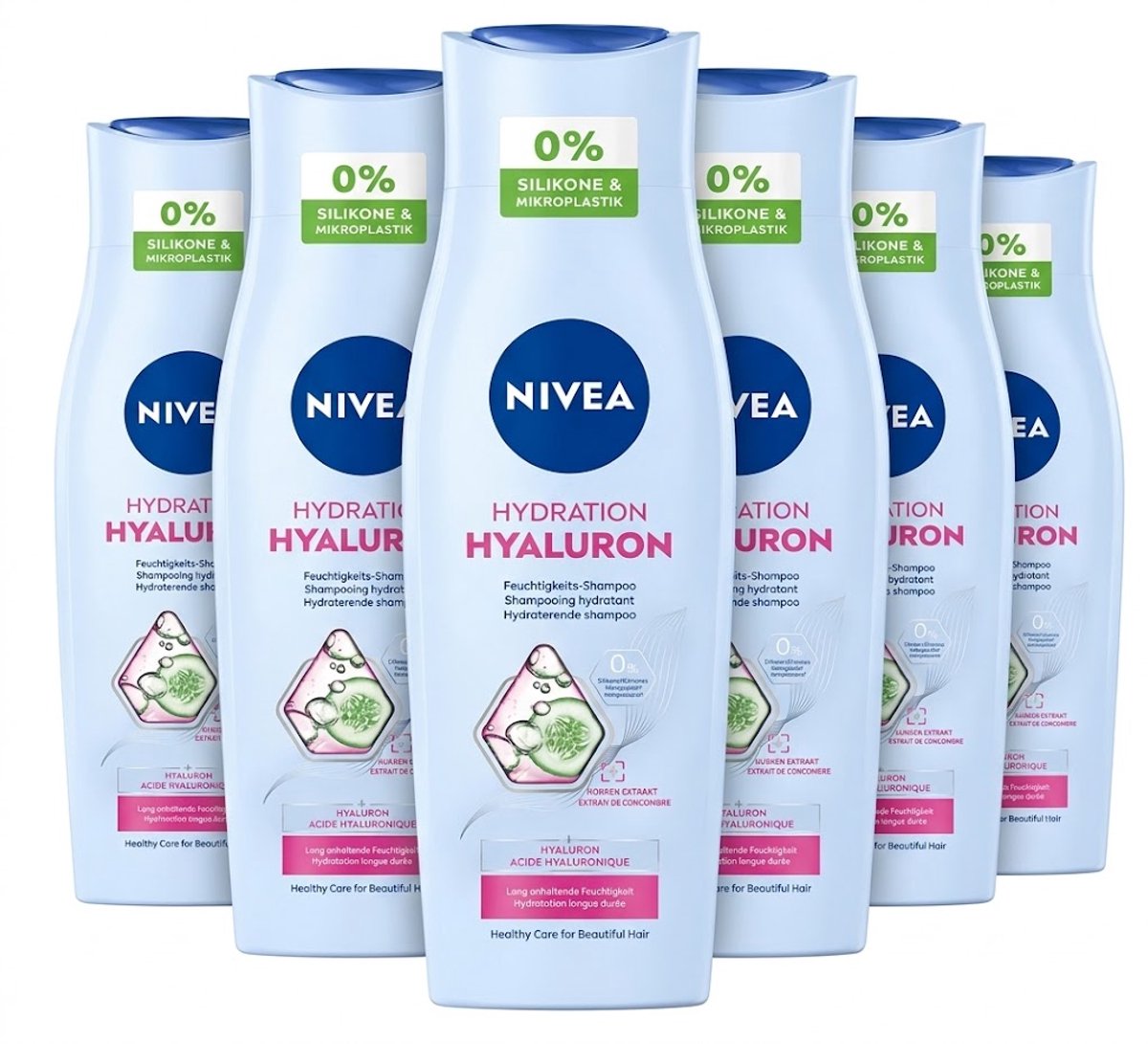 NIVEA Hydration Hyaluron Shampoo – 6 x 250 ml – Hydraterende Shampoo met Hyaluronzuur & Komkommerextract –6 Stuks