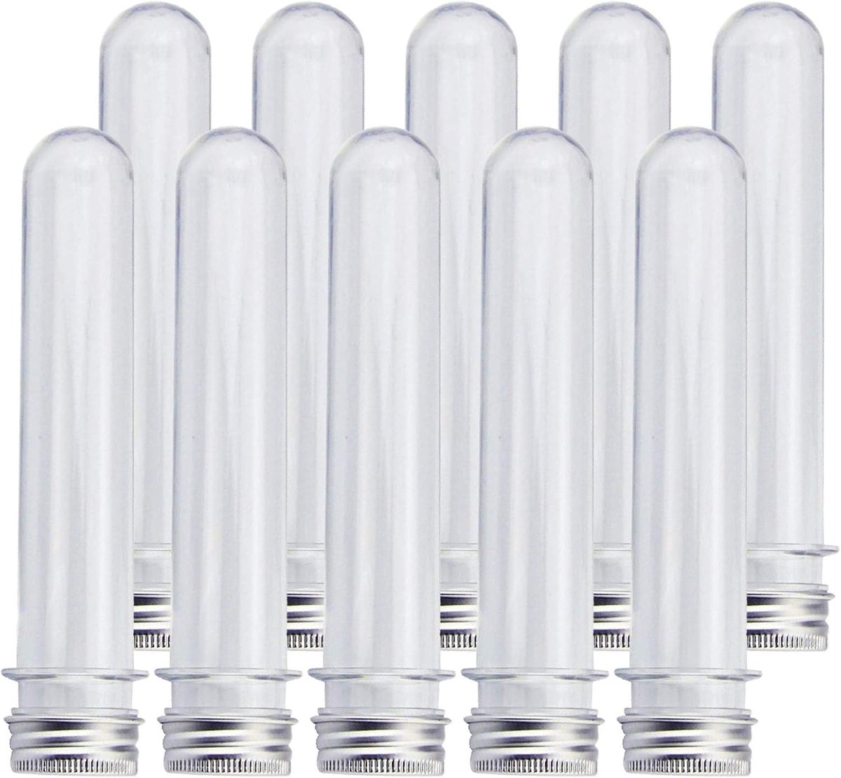 Set van 10 heldere plastic testbuizen van 100 ml met schroefdoppen - ideaal voor laboratoria, knutselen en opslag