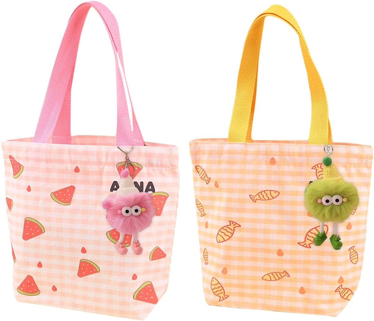 Vouwbare boodschappentassen set van 2, herbruikbare stoffen tassen met handvat, ideaal voor winkelen en fashion accessoires