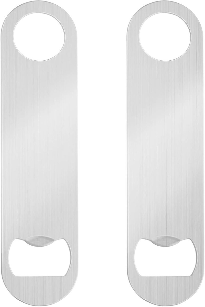 Set van 2 RVS Flessenopeners voor Bier - Plat Ontwerp, Ideaal voor Keuken en Bar, Duurzaam en Handig