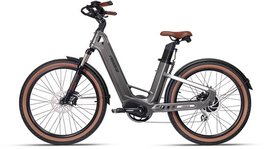MIHOGO Air Pro Elektrische Fiets-250W Carbon T800 Frame-26 Inch-Dubbele Accu 921,6Wh-Koppelsensor-Shimano 7 Versnellingen-IPS Display-grijs — afbeelding 2