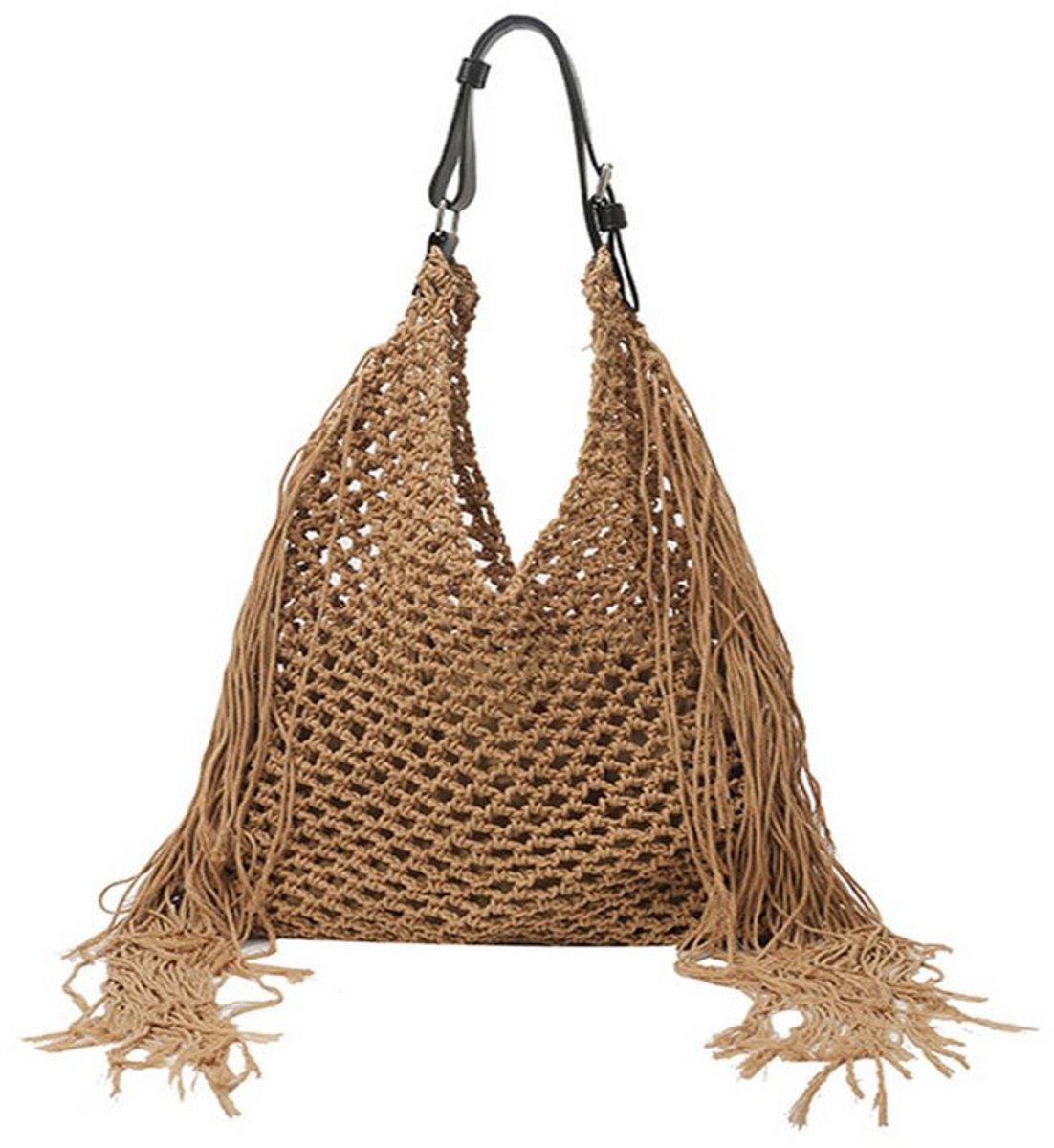 Strandtas in Boheemse stijl, schoudertas Geschikt voor dames, gehaakte tas met kwastjes, strandtas
