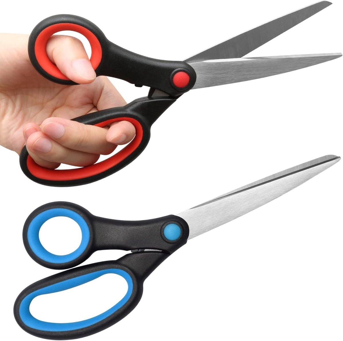 Linkshandige scharen voor papier en naaien, scherpe stoffen scharen van 8 inch voor volwassenen, keuken en kantoorgebruik