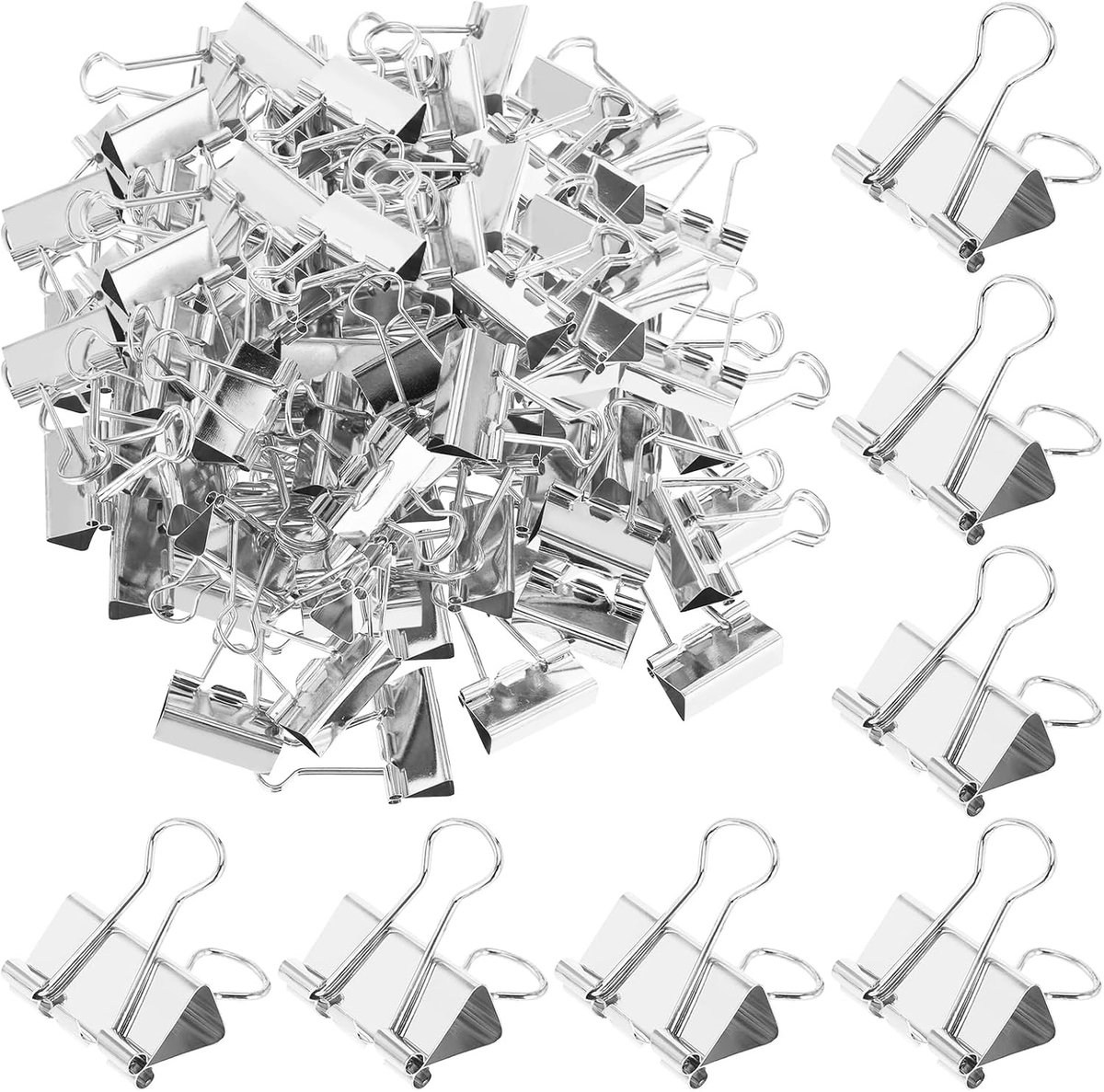 80 Stuks Vouwclips Metaal 25mm Boekclips Bindingclips Zilver Praktische Klemmen voor Kantoorbenodigdheden, Multifunctionele Klemmen voor School, Papieren en Organisatie