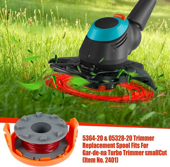 Vervangbare Spoel voor Grastrimmer - Geschikt voor Gardena Turbo Trimmer SmallCut 2401, 0.063" Graszoden Spoel met 5328-20 Deksel (3 Spoelen + 1 Deksel) — afbeelding 3