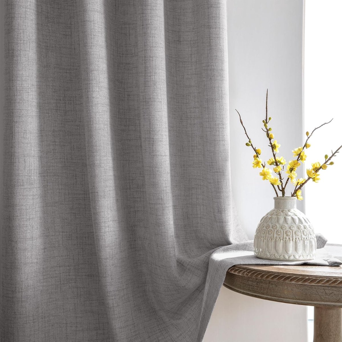 SNJY® Gordijnen Kant en Klaar met Haakjes - Vitrage Kant en Klaar met Haakjes - Gordijnen Verduisterend met Haakjes - 225 x 140 cm (H x B) - 2 Stuks - Donkergrijs