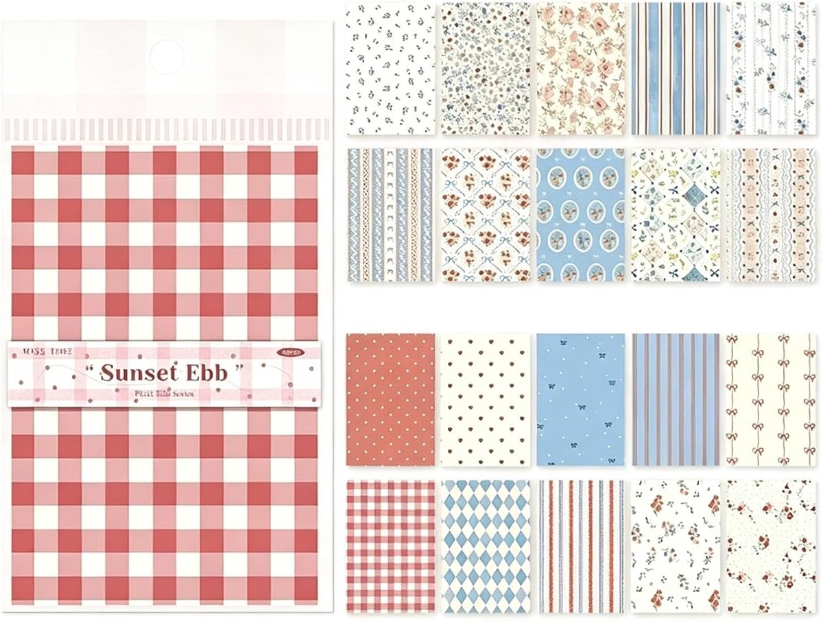 30 vellen decoratief plakboekpapier in retro landelijke stijl voor scrapbooking en ambachten, diverse geruite en bloempatronen