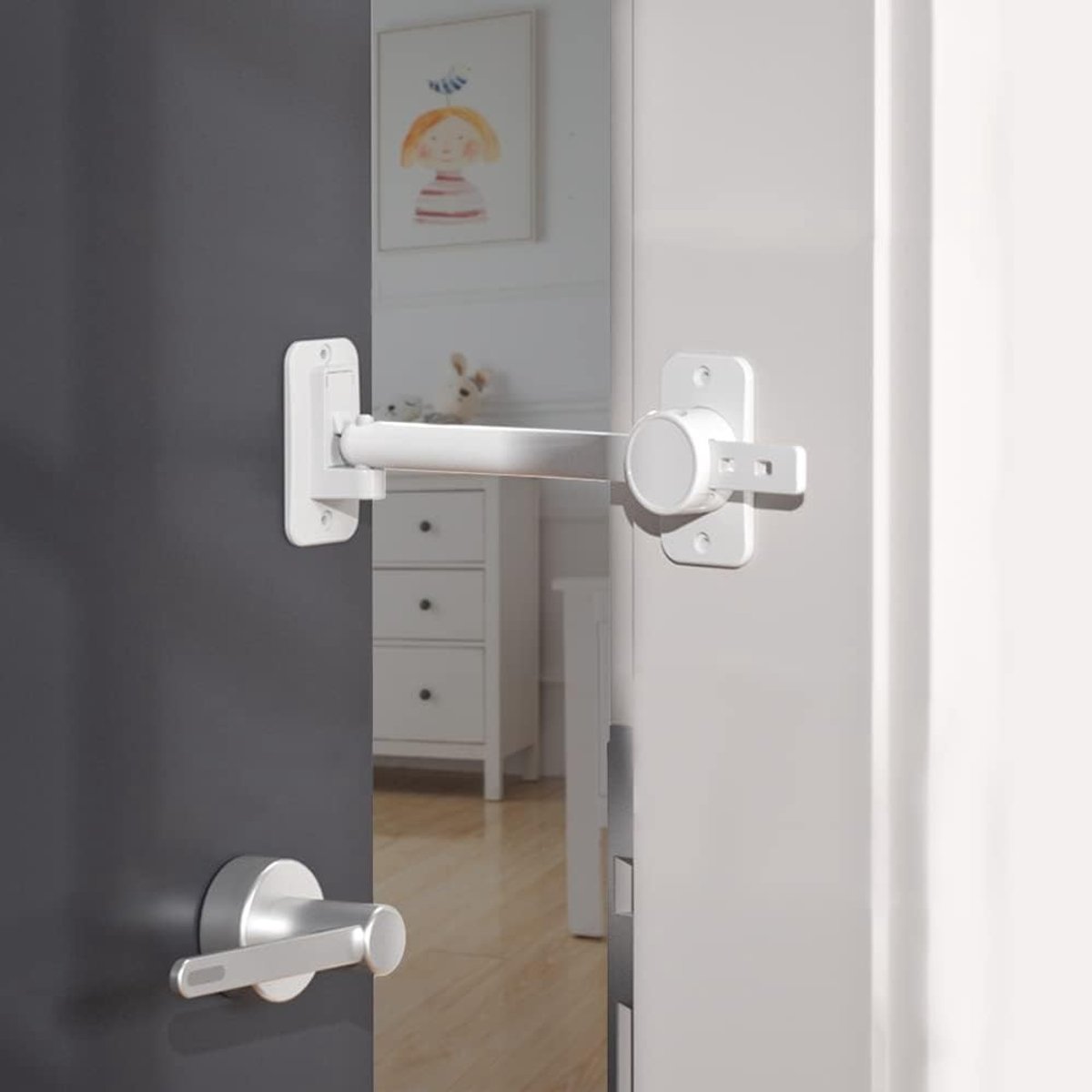 Veiligheidsdeurslot en vingerbeveiliging voor kinderen en huisdieren, handige toegang voor katten (Wit) - 1 stuk