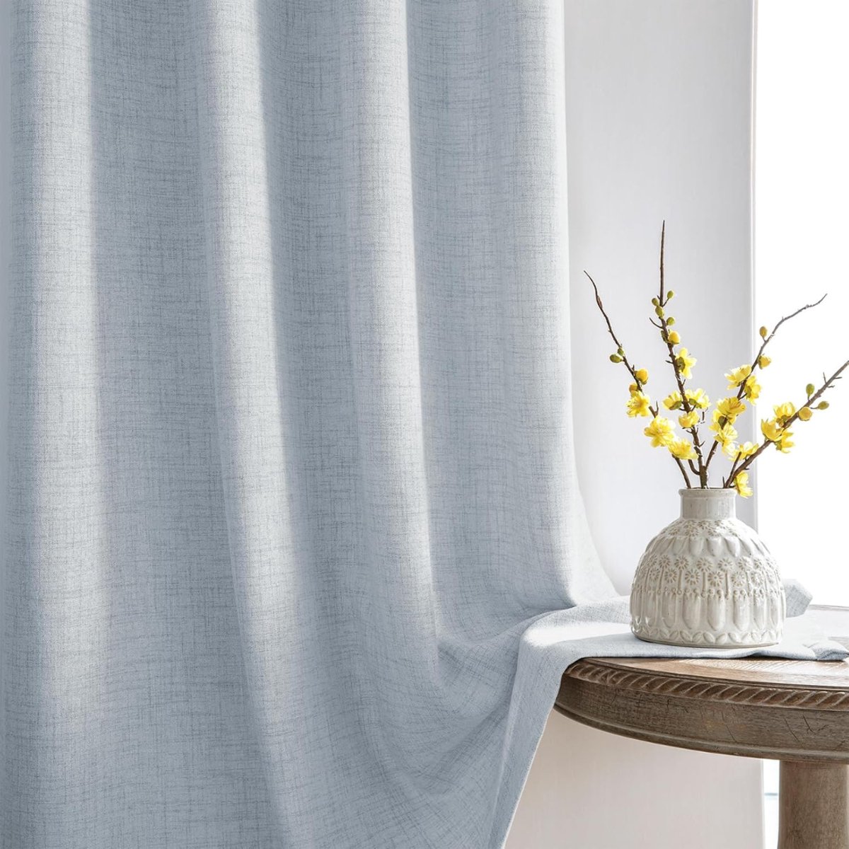 SNJY®Gordijnen Kant en Klaar met Haakjes - Vitrage Kant en Klaar met Haakjes - Gordijnen Verduisterend met Haakjes - 225 x 140 cm (H x B) - 2 Stuks - Blauwgrijs