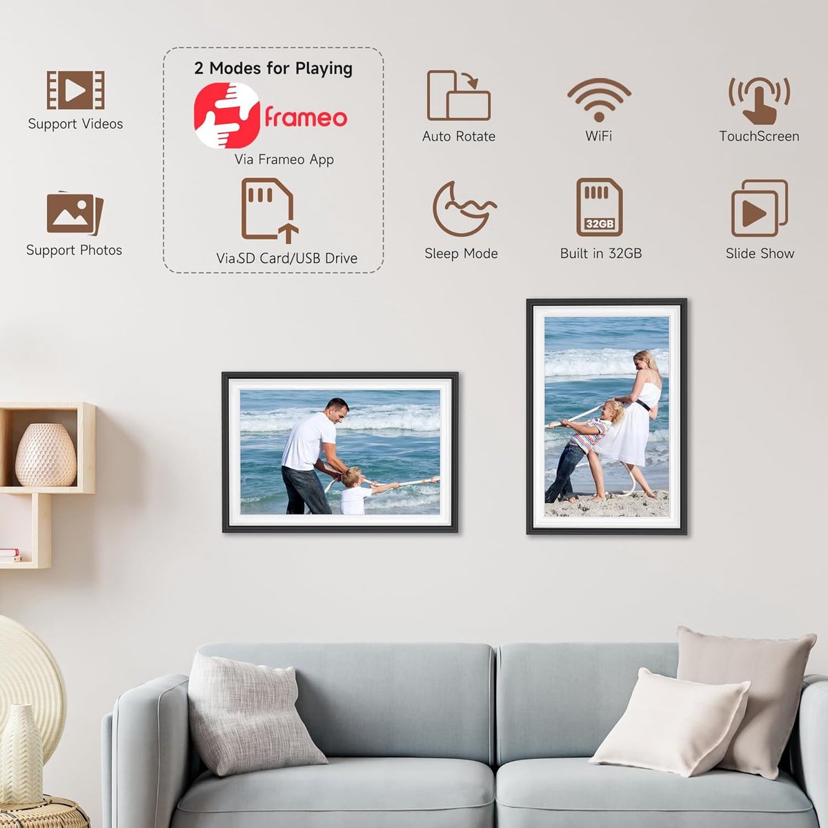 Digitale fotolijst - Foto display - Foto's delen - Wifi verbinding - 101 inch scherm - Zwart — cadeau in Wonen & Interieur - foto 3