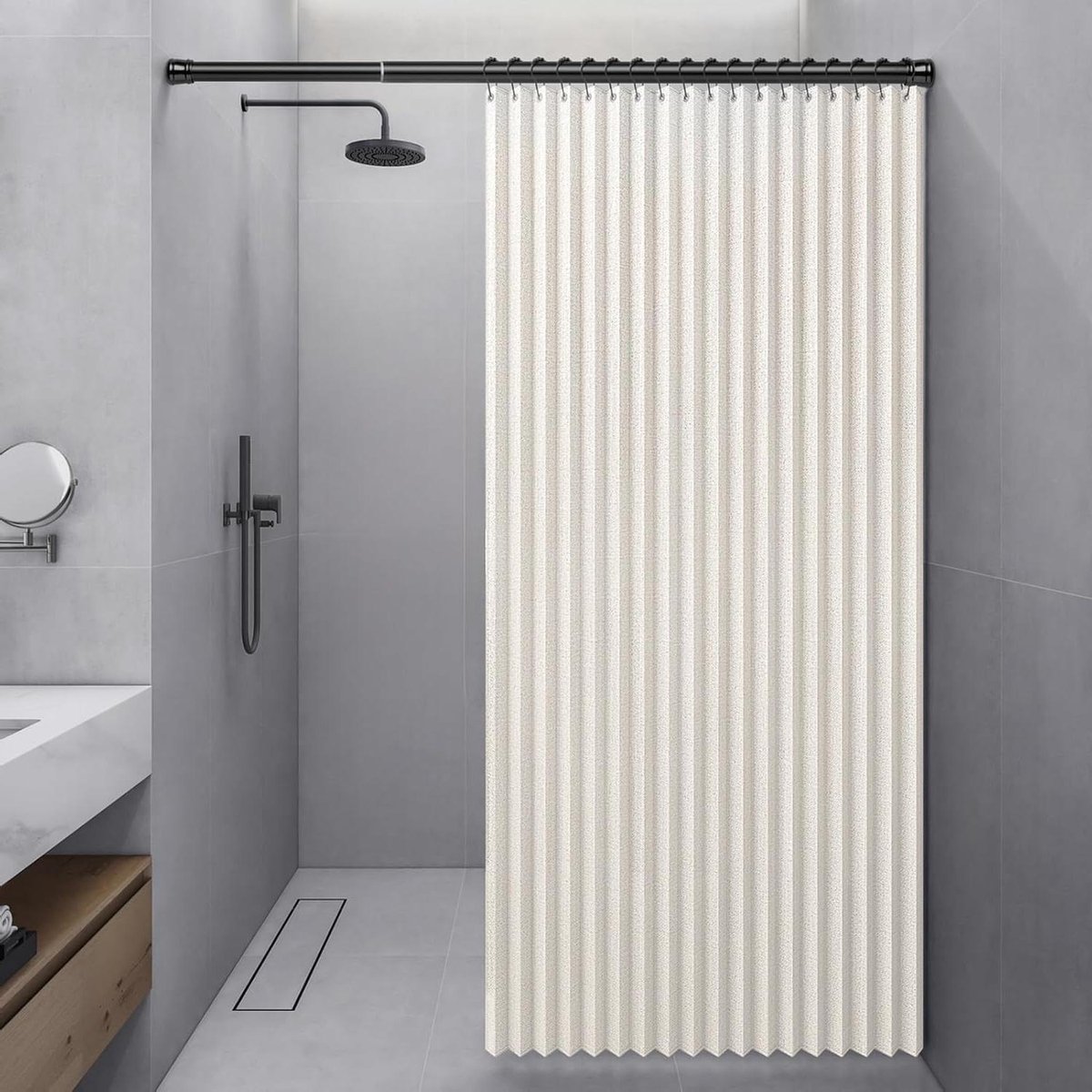 Douchegordijn - Waterdicht Gordijn - Badkamer Afscheiding - Opvouwbaar Magnetisch - 120x200cm - Beige