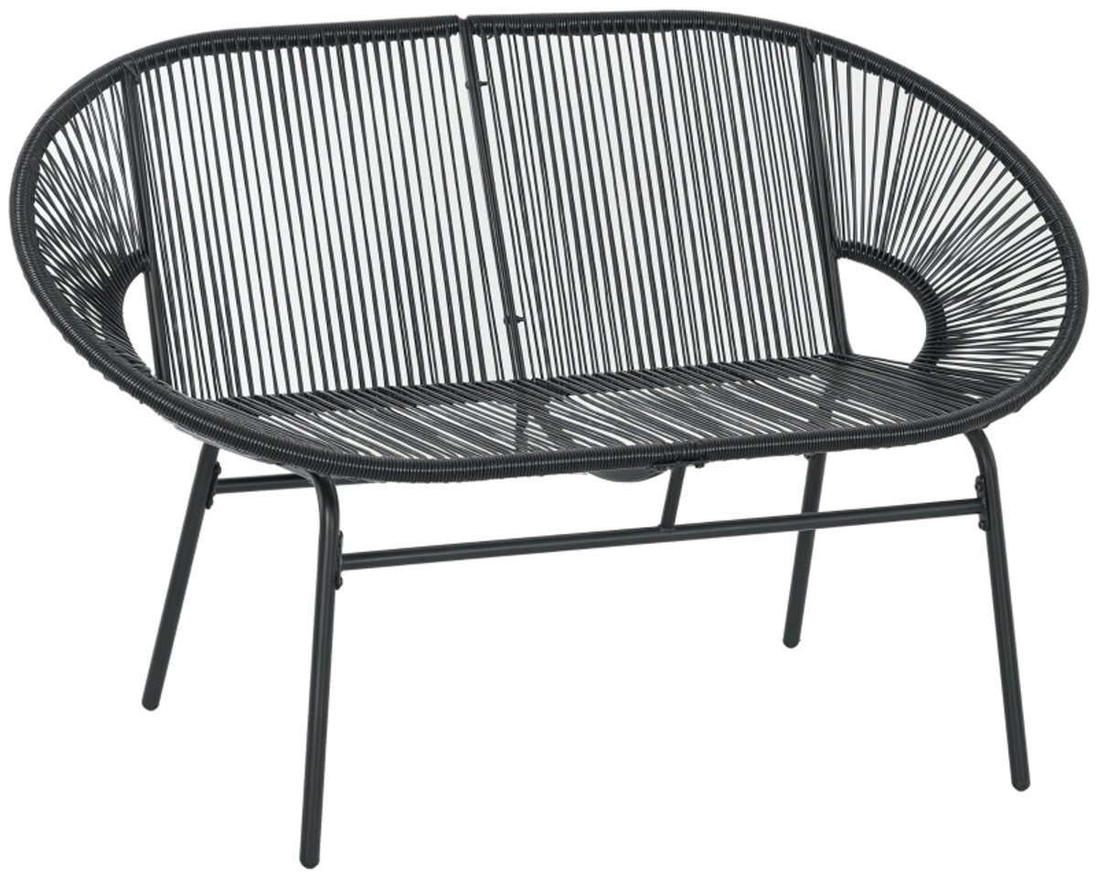 Tuinzetel 132 × 72 × 83 cm zwart metalen frame buitenstoel voor balkon fauteuil stoel relaxstoel met rugleuning en armleuningen stabiele en duurzame constructie geschikt voor tuin terras balkon en buitenruimte