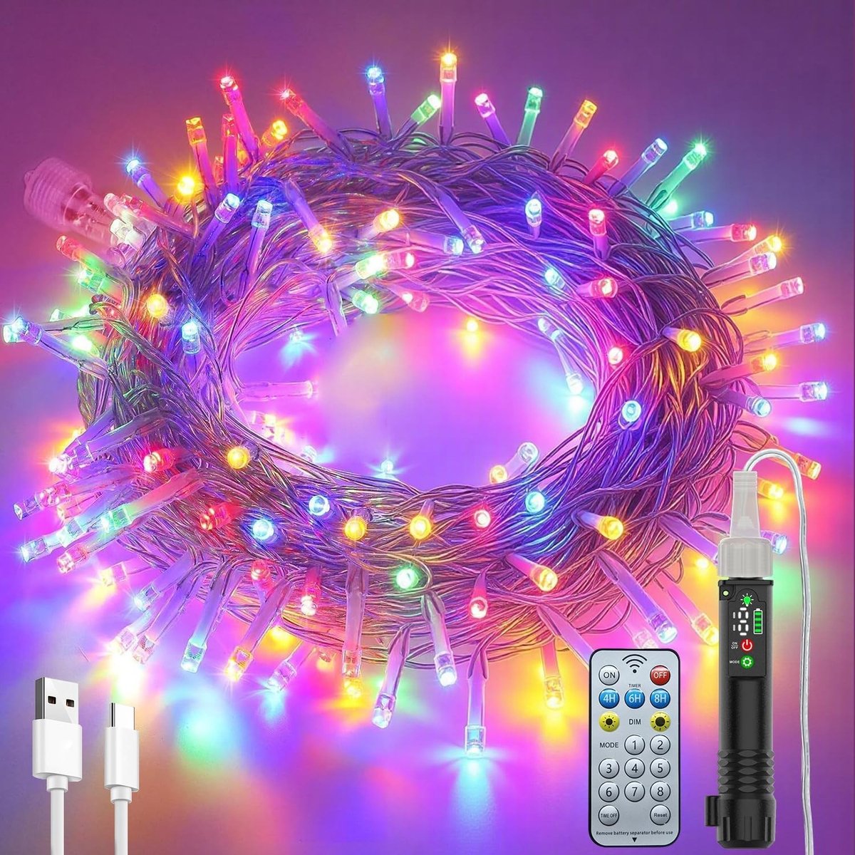 Lichtsnoer voor Buiten - Kleur - 10 m - 100 LED Lampjes - Voor Tuin en Terras