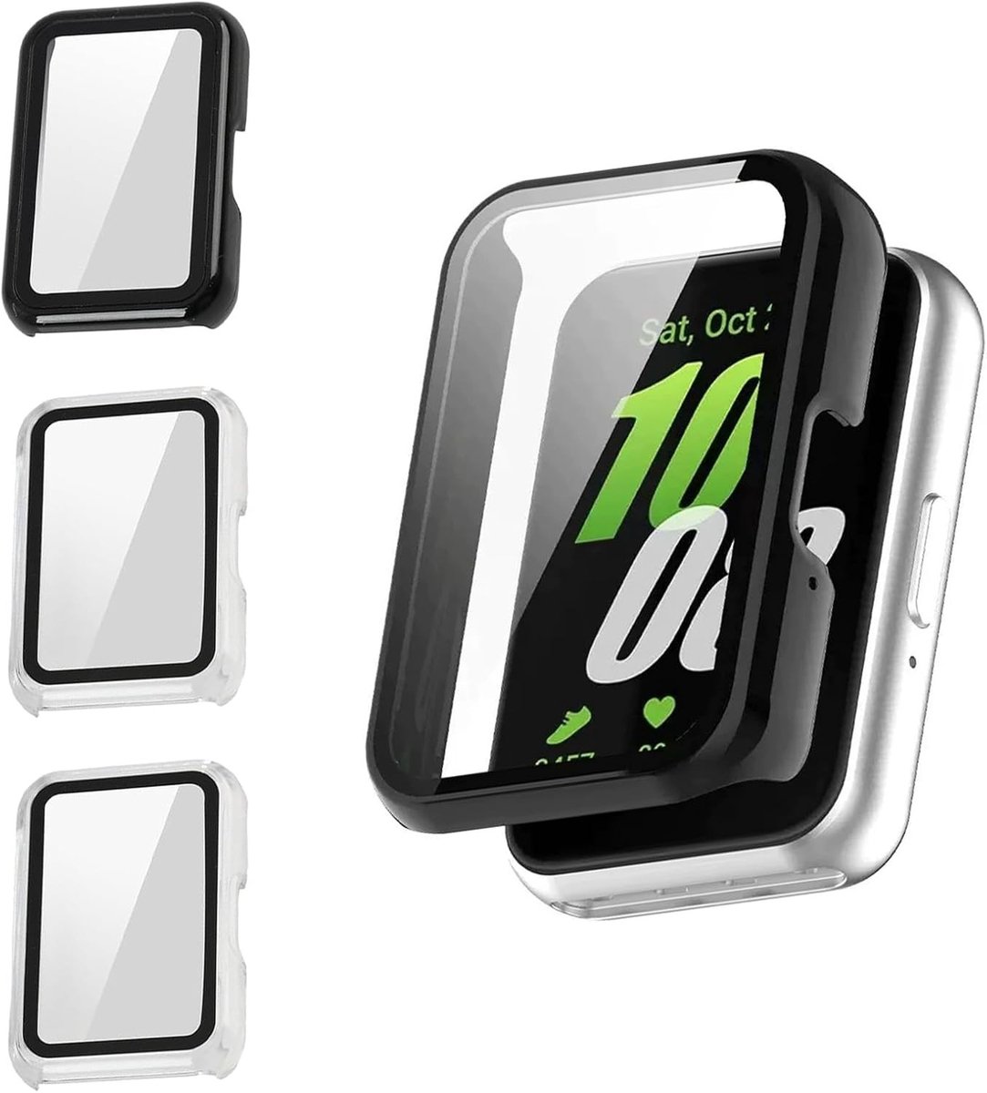 Drie-delige Beschermhoes voor Galaxy Fit 3 - Dunne Shockproof en Krastbestendige Case met Geïntegreerde Beschermfolie in Transparant Zwart