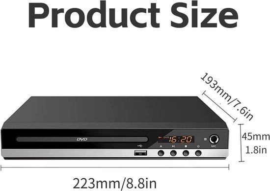 Dvd Speler - Mini Cd Speler - Films Kijken - Gratis Regio HDMI - Compact Ontwerp - Zwart Zilver — afbeelding 5