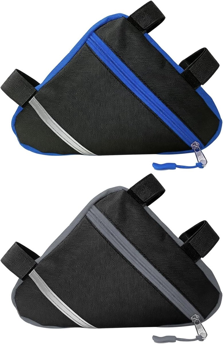 Fietsframe Triangle Tas Set voor Kleine Fietsen - Ideaal voor Accessoires en Gereedschap (Blauw + Grijs)